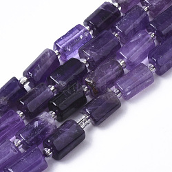 Natural Amethyst Beads Strands, Faceted, Column, 8~11x6~8x5~7mm, Hole: 1mm, about 15~17pcs/strand, 7.28~7.48 inch(X-G-S345-8x11-004)