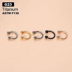 G23 Titanium Circular/Horseshoe Barbell Nose Rings, Stainless Steel Color, 6mm, Pin: 1.2mm(WGFD71D-23)