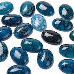 Natural Dragon Veins Cabochons, Flat Back, Oval, Dyed, Marine Blue, 25x18x6.5mm(G-F296-06-18x25mm)