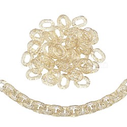 Transparent Acrylic Linking Rings, with Glitter Powder, Quick Link Connectors, For Jewelry Cable Chains Making, Oval, Beige, 24x18x5mm, Inner Diameter: 7mm(TACR-CJ0001-18)
