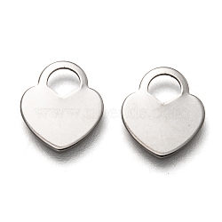 Non-Tarnish 201 Stainless Steel Charms, Laser Cut, Heart, Stainless Steel Color, 11x10x0.8mm, Hole: 4x3.5mm(STAS-B001-10P)