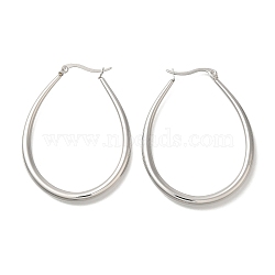 304 Stainless Steel Oval Hoop Earrings for Women, Stainless Steel Color, 49.5x4mm(EJEW-S227-62P)