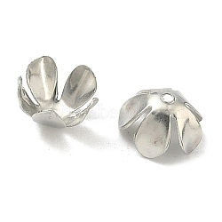 5-Petal Iron Flower Bead Caps, Platinum, 8x4mm, Hole: 1mm(X-IFIN-M008-02P)