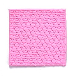 DIY Sweater Stitch Texture Food Grade Silicone Molds, Fondant Impression Mat Mold, for Cupcake Cake Decoration, Rectangle with Rhombus Texture, Hot Pink, 99x99x7mm(DIY-B034-02)