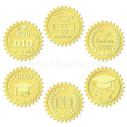 6 Patterns Aluminium-foil Paper Adhesive Embossed Stickers, For Envelope Seal, Graduation Caps, 165x211mm, Stickers: 50mm, 12 sheets/set(DIY-WH0451-002)