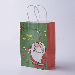 kraft Paper Bags, with Handles, Gift Bags, Shopping Bags, For Christmas Party Bags, Rectangle, Colorful, 33x26x12cm(CARB-E002-L-B05)