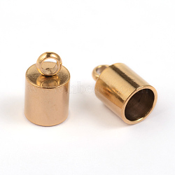 Ion Plating(IP) 304 Stainless Steel Cord Ends, End Caps, Golden, 10x6mm, Hole: 2mm, Inner Diameter: 5mm(X-STAS-M242-13)