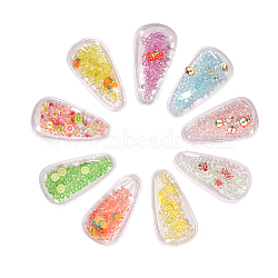 45Pcs 9 Colors Plastic with Resin and Polymer Clay Accessories, DIY for Bobby pin Accessories, Oval with Fruits, Mixed Color, 55x29x5mm(RESI-CJ0001-175)