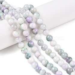 Dyed Natural White Jade Beads Strands, Two Tone, Round, Lavender, 8x8mm, Hole: 0.9mm, about 47~48pcs/strand, 15.16~15.72''(38.5~39.3cm)(G-T138-8mm-210-40)