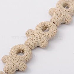 Synthetic Lava Rock Bead Strands, Female Gender Sign, Dyed, Beige, 38x34x8mm, Hole: 1mm, about 12pcs/strand, 16.1 inch(G-N0094-17)