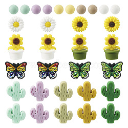 16 Style Silicone Beads, DIY Nursing Necklaces and Bracelets Making, Chewing Pendants For Teethers, Mixed Shapes, Mixed Color, 11.5~26x11.5~23x8~30.5mm, Hole: 2mm, 72pcs/box(SIL-TA0001-45)