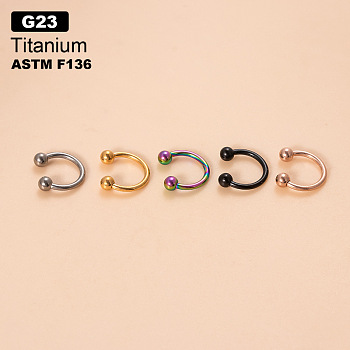 G23 Titanium Circular/Horseshoe Barbell Nose Rings, Stainless Steel Color, 6mm, Pin: 1.2mm