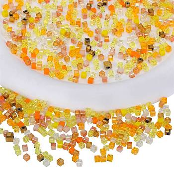 2 Bags Imitation Artificial Crystal Glass Beads, Faceted Cube, Mixed Style, Yellow, 3x3x3mm, Hole: 0.9mm, about 100pcs/bag