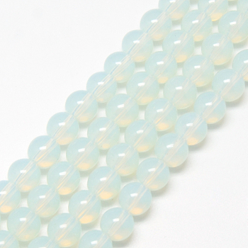 Baking Painted Glass Beads Strands, Imitation Opalite, Round, White, 8mm, Hole: 1.3~1.6mm, about 100pcs/strand, 31.4 inch