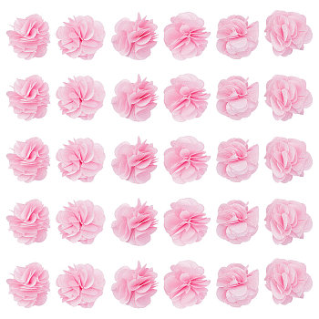 40Pcs Polyester Fabric Flowers, for DIY Headbands Flower Accessories Wedding Hair Accessories for Girls Women, Pink, 34mm