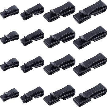 Plastic Webbing Ending Clips, Quick Slip Keeper Connect Buckles, for Backpack Adjusting Strap, Black, 23.3x9x9.6mm, Hole: 1.7~2.7x20.6mm