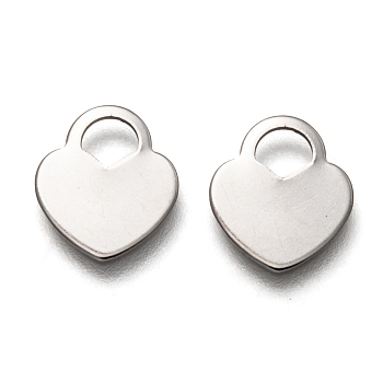201 Stainless Steel Charms, Laser Cut, Heart, Stainless Steel Color, 11x10x0.8mm, Hole: 4x3.5mm