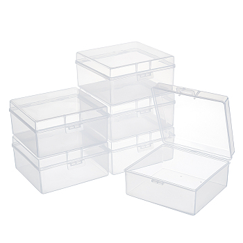 BENECREAT PP Plastic Box, Flip Cover, Rectangle, White, 9.8x10.2x5cm, Inner Size: 8.9x9.7cm
