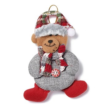 Christmas Polyester with Resin Pendant Decorations, for Christmas Tree Hanging Decoration, Bear, 162x115x11mm