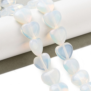 Opalite Beads Strands, Heart, 11~11.5x12x6mm, Hole: 1.1mm, about 36pcs/strand, 15.35 inch(39cm)