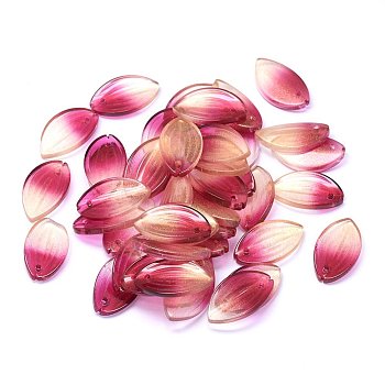 Glass Pendants, Lotus Petal, Indian Red, 20.5x12x2.5mm, Hole: 1mm