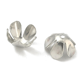 5-Petal Iron Flower Bead Caps, Platinum, 8x4mm, Hole: 1mm