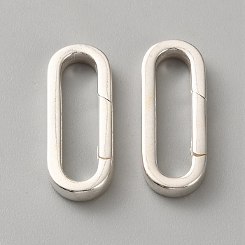 925 Sterling Silver Spring Gate Rings, Oval, Silver, 21.5x8x2.5mm
