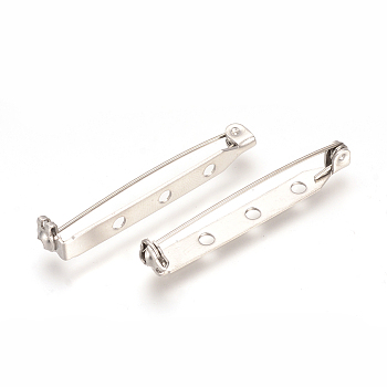 304 Stainless Steel Pin Brooch Back Bar Findings, Stainless Steel Color, 26.5x5x8.5mm, Hole: 2mm