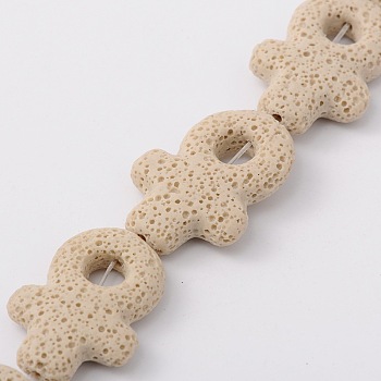Synthetic Lava Rock Bead Strands, Female Gender Sign, Dyed, Beige, 38x34x8mm, Hole: 1mm, about 12pcs/strand, 16.1 inch