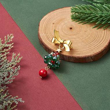 брошь в виде дерева из бисера на рождественскую тематику(JEWB-TA00010)-5