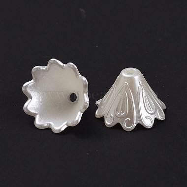 Multi-Petal Flower ABS Plastic Imitation Pearl Bead Caps(OACR-R016-25)-2