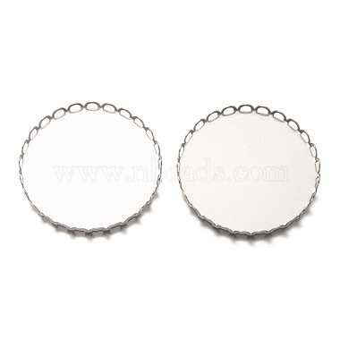 Stainless Steel Color Flat Round 304 Stainless Steel Cabochon Settings