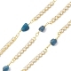 Chaînes à maillons en laiton et zircone cubique avec perles de lapis-lazuli naturelles(CHS-P016-37G-02)-1