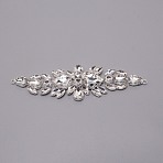 Brass Rhinestone Sewing Decorate, Wedding Theme, Dress Shoes Garment Decoration, Flower, Silver, 180x49x10mm, Hole: 4mm(DIY-WH0259-77)