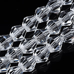 Transparent Faceted Glass Beads Strands, Bicone, Clear, 8x8mm, Hole: 1.5mm, about 38pcs/strand, 11.81 inch(30cm)(GLAA-TAC0010-01A-01)