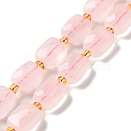 Natural Rose Quartz Beads Strands, Faceted, Rectangle, 10x8x4.5mm, Hole: 1mm, about 31pcs/strand, 15.35''(39cm)(G-H061-A05-01)