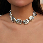 Summer Beach Alloy Spiral Shell Shape Link Chain Choker Necklaces for Women, Antique Silver, 13.78 inch(35cm)(WG57653-04)
