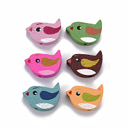6 Styles Printed Natural Wooden Beads, Dyed, Bird, Mixed Color, 16x21x4.5mm, Hole: 2mm, about 1040pcs/500(WOOD-S055-31)
