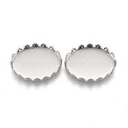 201 Stainless Steel Cabochon Settings, Lace Edge Bezel Cups, Oval, Stainless Steel Color, Tray: 18x13mm, 19x14x4mm(STAS-P249-10B-P)