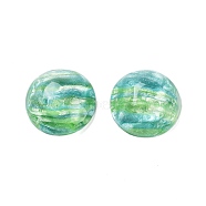 Translucent Resin Decoden Cabochons, Water Ripple Half Round with Glitter Powder, Medium Turquoise, 19.5x8mm(CRES-M001-03A-02)