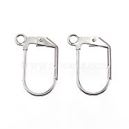 304 Stainless Steel Leverback Earring Findings, with Loop, Stainless Steel Color, 17x12x2mm, Hole: 2mm, Pin: 1x0.6mm(STAS-D448-040P)