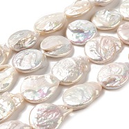 Natural Baroque Pearl Keshi Pearl Beads Strands, Cultured Freshwater Pearl, Grade 3A, Flat Round, Old Lace, 21~30x19~20x4.5~8mm, Hole: 0.7mm, about 15pcs/strand, 15.55~15.87''(39.5~40.3cm)(PEAR-E016-013)