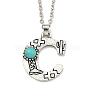 Letter A~Z Antique Silver Plated Alloy with Synthetic Turquoise Pendant Necklaces, with Iron Cable Chains, Letter C, 18.70 inch(475mm), Letter C: 28x23mm(NJEW-G080-01C)
