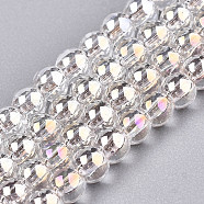 Electroplate Glass Beads Strands, AB Color Plated, Round, Clear AB, 3mm, Hole: 0.5mm, about 295~297pcs/strand, 26.77''(68cm)(EGLA-S195-02B-01)