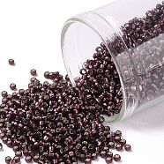 TOHO Round Seed Beads, Japanese Seed Beads, (26CF) Silver Lined Frost Amethyst, 15/0, 1.5mm, Hole: 0.7mm, about 3000pcs/10g(X-SEED-TR15-0026CF)