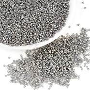 MIYUKI Round Rocailles Beads, Japanese Seed Beads, (RR1865) Opaque Smoke Gray Luster, 15/0, 1.5mm, Hole: 0.7mm, about 5555pcs/10g(X-SEED-G009-RR1865)