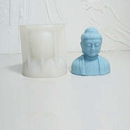 Buddha Candle Bust Portrait Silicone Molds, For Half-body Sculpture Scented Candle Making, White, 8.5x5.3x10cm(DIY-L072-017B)