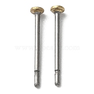 Titanium Stud Earring Findings, Earring Pins with Brass Flat Head, Platinum, 12x2mm, Pin: 0.7mm(FIND-R096-01A-P)