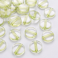 Transparent Acrylic Beads, Flat Round, Yellow Green, 16x5mm, Hole: 2.8mm, about 480pcs/500g(TACR-S154-09A-83)