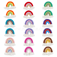 18Pcs 9 Colors Polycotton(Polyester Cotton) Rainbow Wall Hanging, Macrame Woven Rainbow, Mixed Color, 37~43x39~44x8~9mm, 2Pcs/color(FIND-DC0002-90)